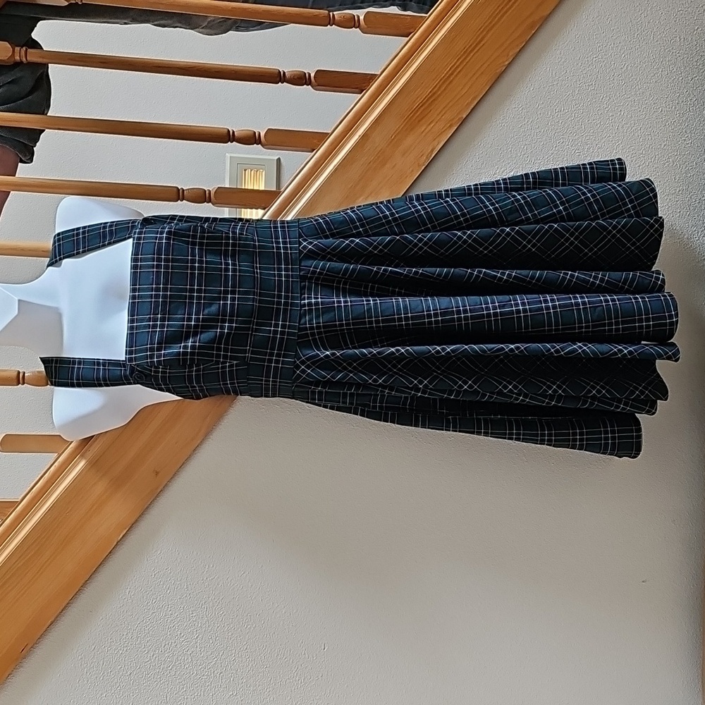 Hell Bunny Dark Green And Tartan Plaid Kennedy Pinafore Dress Sz Medium